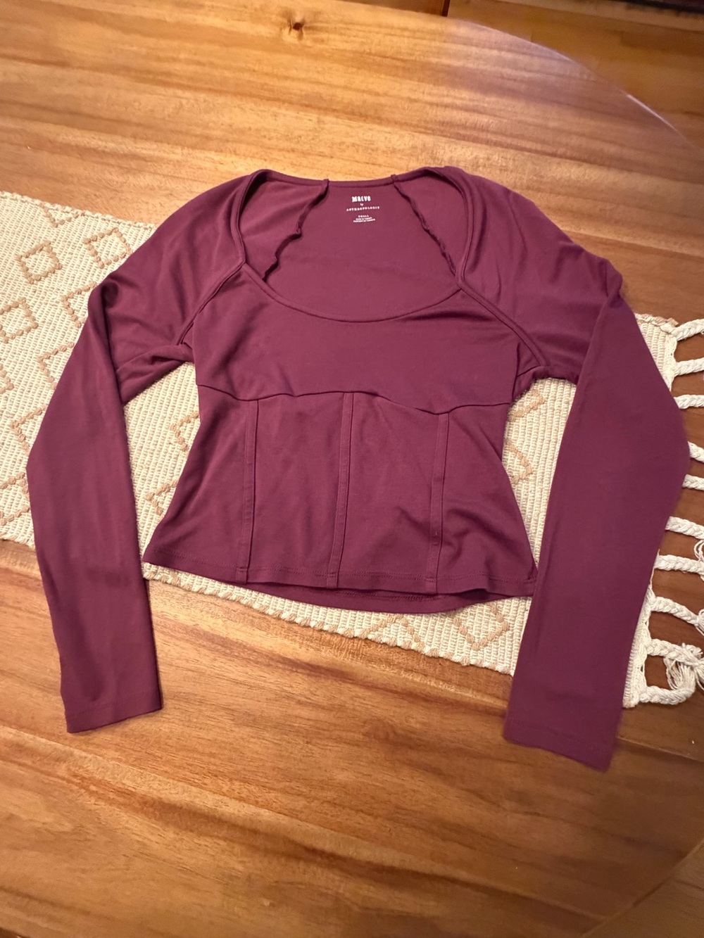 Anthropologie Maeve Ponte Corset Structured Long Sleeve Top